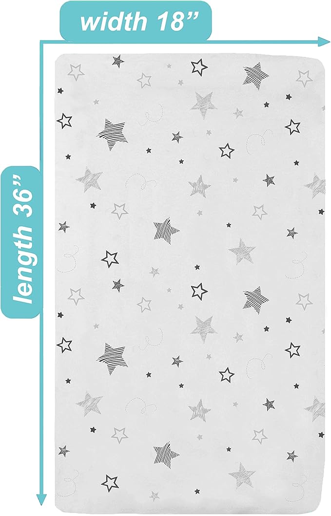 American Baby Company 100% Natural Cotton Fitted Cradle/Bassinet Sheet 36" x 18" - Soft, Breathable & Hypoallergenic Bed Sheet, Super Stars, Neutral for Boys & Girls