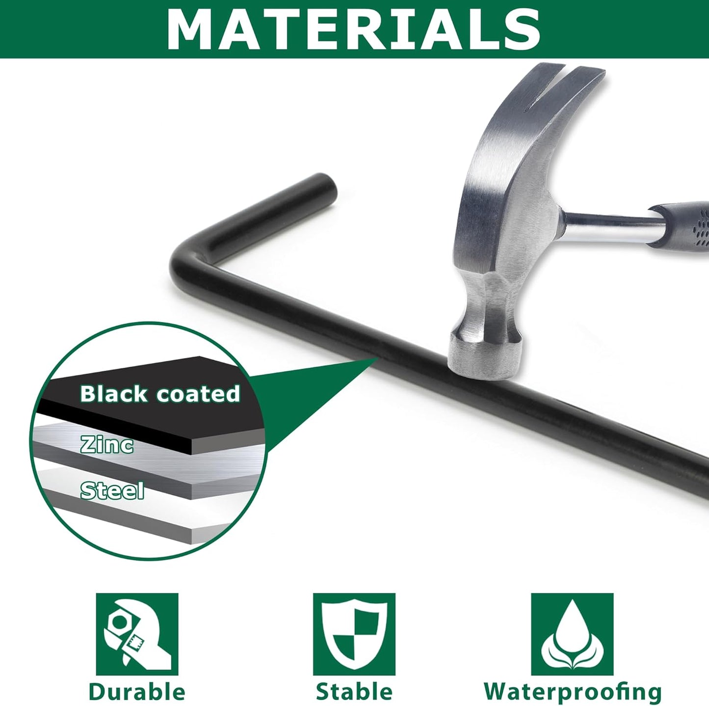 24" Heavy Duty Cane Bolt Gate Drop Rod for Vinyl Gate Latch, Cane Bolts for Gates for Wood PVC Vinyl Metal Fences Gates-1 Pack