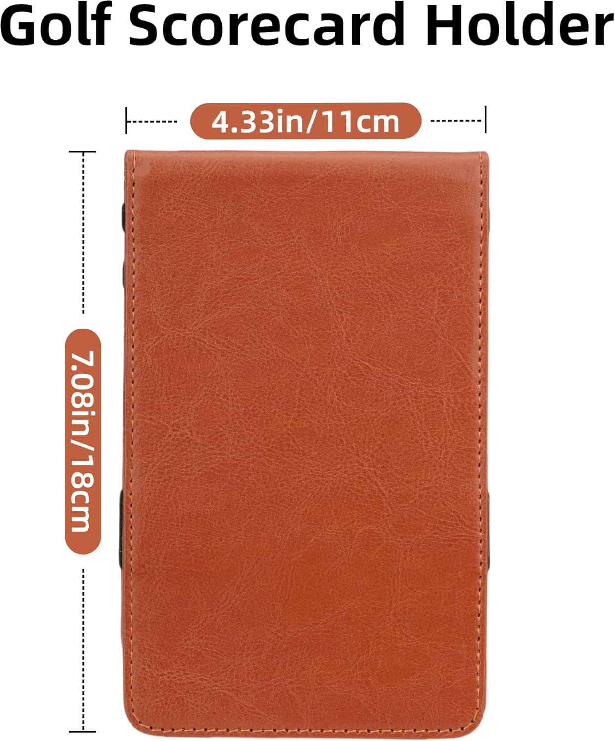 Golf Scorecard Holder, PU Leather Yardage Book Cover with 2 Score Cards, 7.08 x 4.33 Inches, Unisex Adult