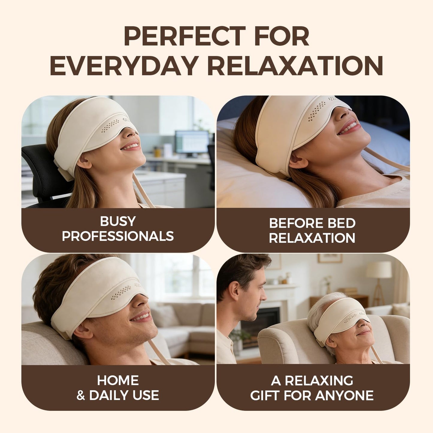 Nubilee Dreamweaver Pro Sleep Mask, Eye & Head Massager with Remote, Christmas Birthday Gifts for Women Men, Relaxing Eyes and Better Sleep for Men Dad Her Him (1)