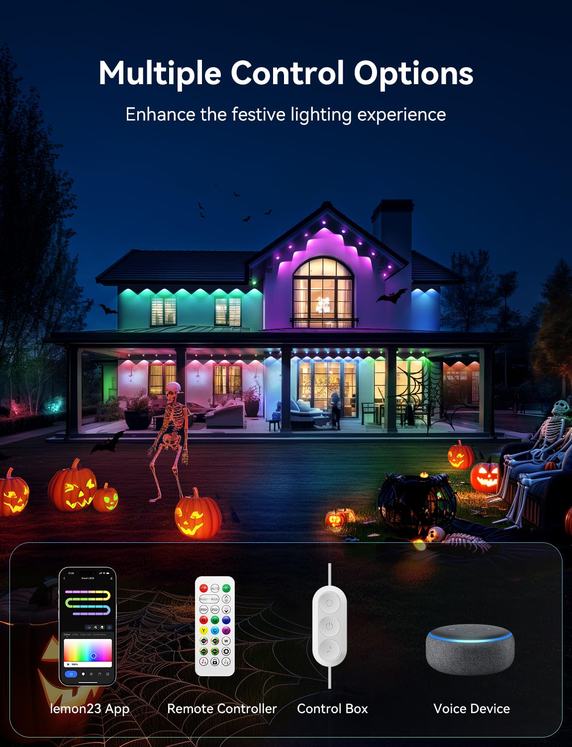 Lemonlovely Permanent Outdoor Lights Pro  360Ft With 264 Ic+Rgb Led Lights For House Daily Lighting  Ip67 Waterproof Eaves Lamp With Diy Scene Modes  Work With Smart App/Remote  Alexa  White