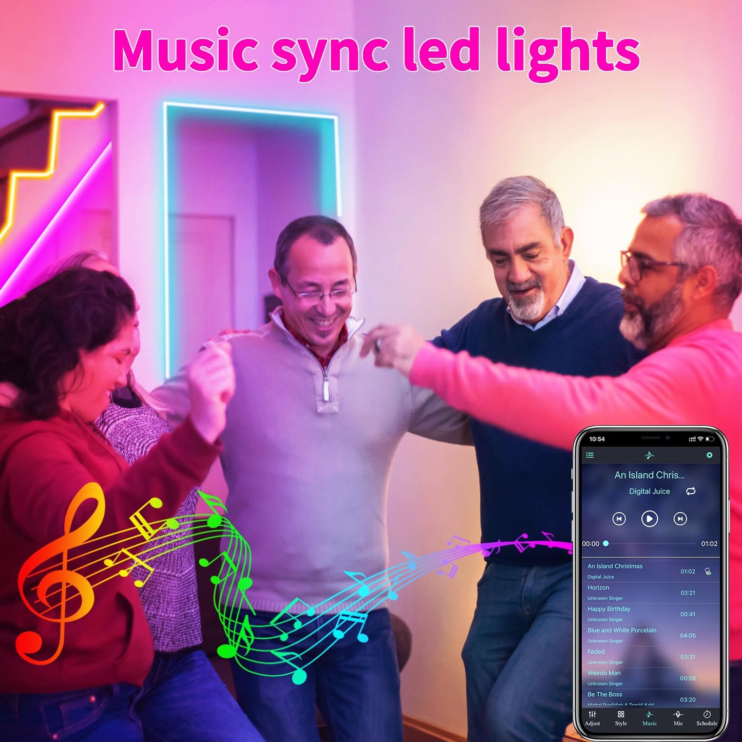 vimeepro LED Strip Lights 66Ft RGB Waterproof IP68 Music Sync App Remote Control