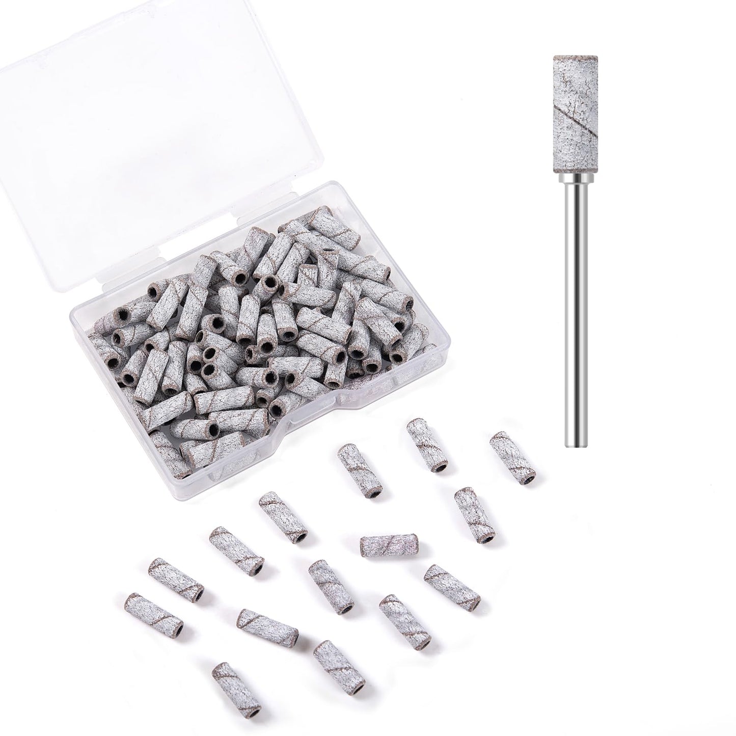 BITNBITH 100pcs Small Nail Sanding Bands for Nail Drill, 3.1mm Mini Nail Sanding Mandrel Bits 180 Grit Fine Nail File Bits for A