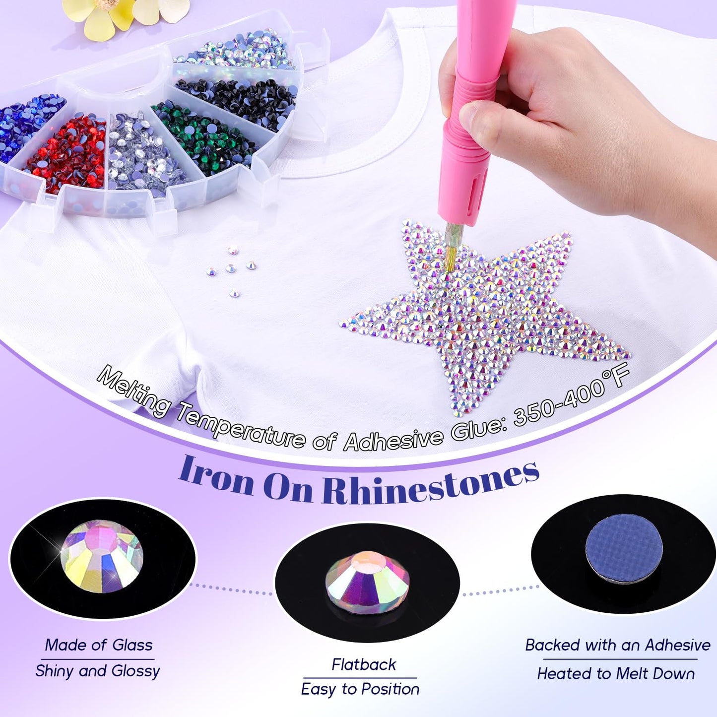 8000Pcs Hotfix Rhinestones for Clothing, Crystal AB SS10 Iron On Flatback Glass Gems, Bedazzler Crystals Rhinestones for Craftin