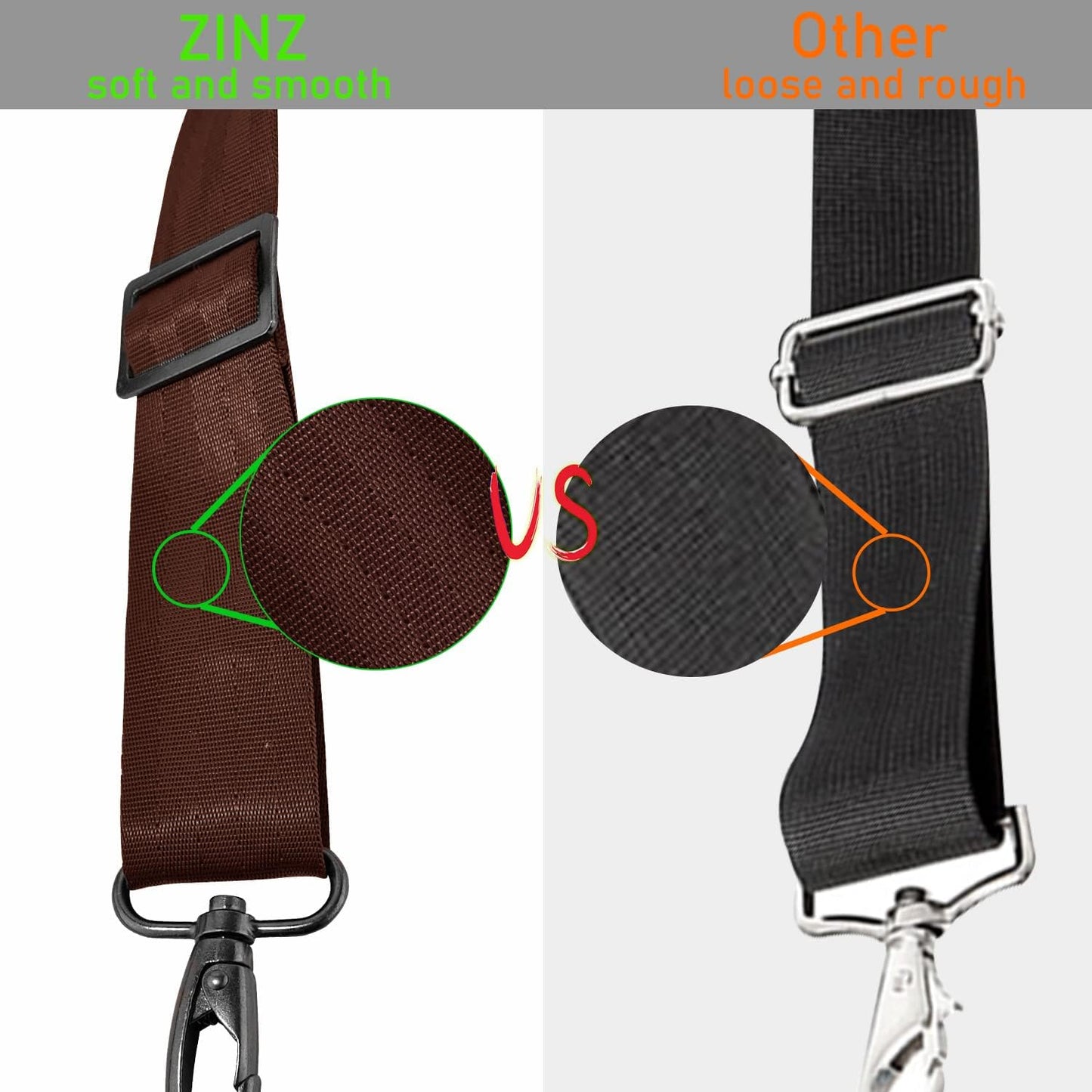 ZINZ 77 Inch Shoulder Strap Univesal Bag Strap with Fixed Pad Ultra Thick Plus Long & Breathable Cushion, Replacement Strap for Bags,Brown