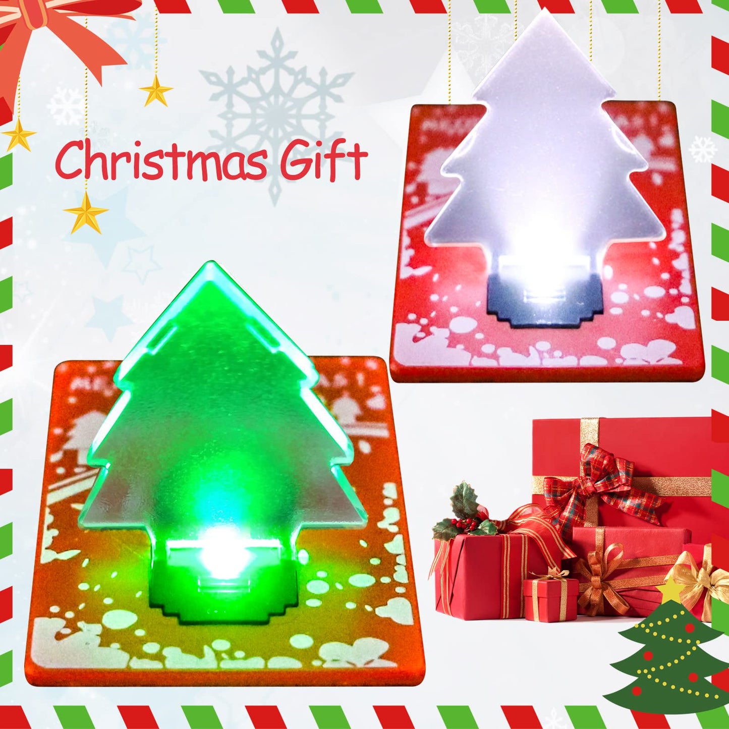 Inovat Foldable LED Pocket Lamp, 10 PCS Mini Credit Card Light, Portable Wallet Light Bulb, Christmas White