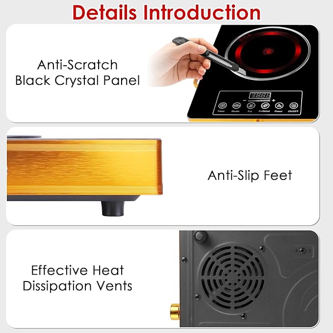 Double Burner Infrared Electric Cooktop, 3500W Ceramic Hot Plates for Countertop, 11 Power Levels 0-4H Timer, Portable Handle, LED Display, Portable Stove for Home RV Camping(White)