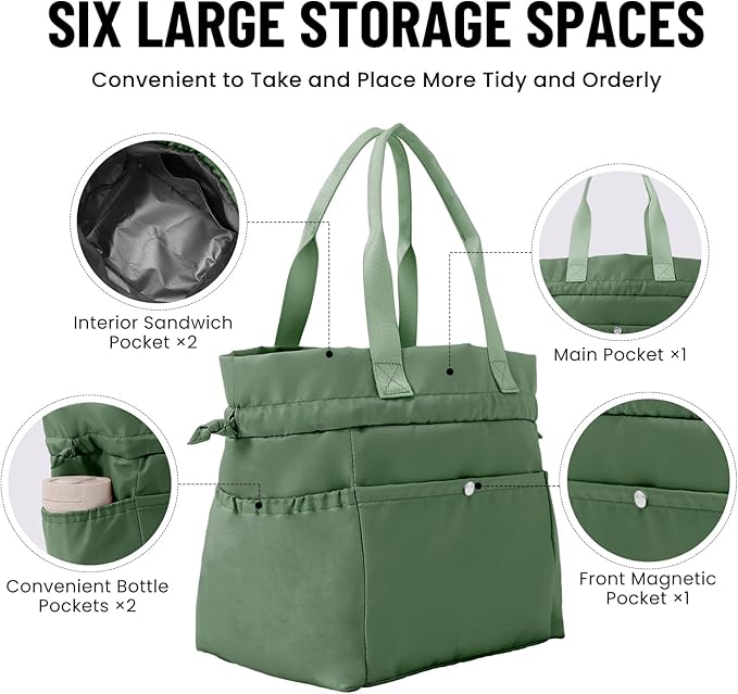 MEXS Lunch Bag for Women Reusable Drawstring Insulated Lunch Box Stain-Resistant Large Cinch Closure Lunch Bags for Work Office