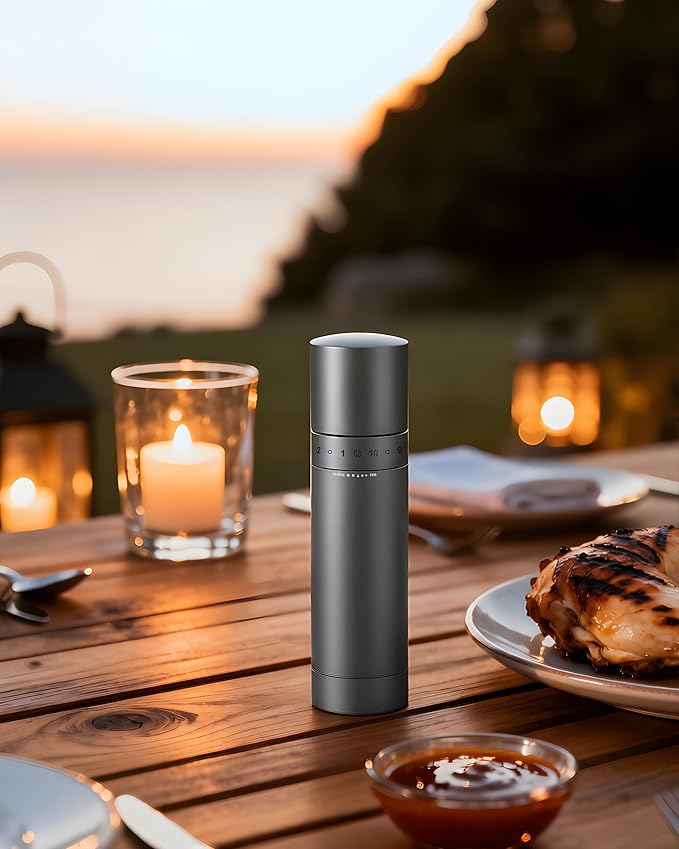External Adjustable Pepper Grinder — Heavy-Duty All-Metal Manual Mill for Fast, Precise Grinding and Clean, Effortless Seasoning (Deep Gray)