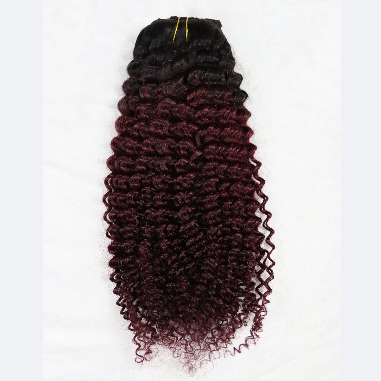 IXTUYLL Virgin Human Hair Clip In Extensions Ombre 1B 99J Kinky Curly 120 Grams Clip Ins Hair Extensions Real Human Hair Curls B