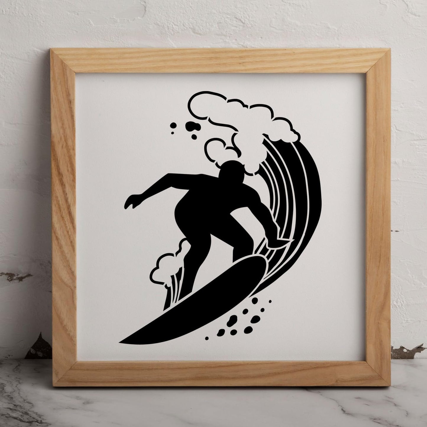 MAGJUCHE Surfing Waves Stencil 12 Inches, Reusable Surf Stencil for Painting DIY Crafts Decor