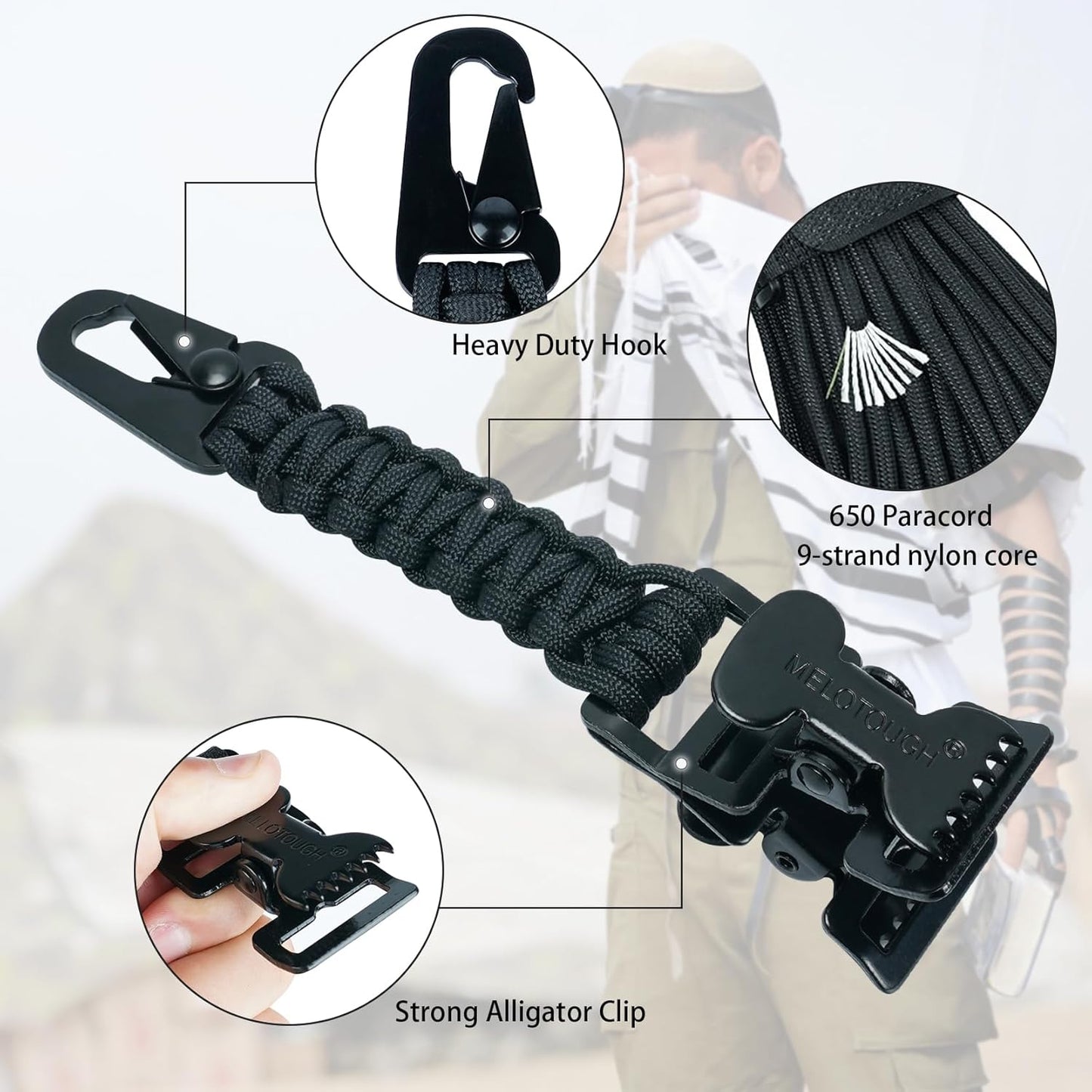 MELOTOUGH Glove Clips Tactical Glove Clip Paracord Work Glove Clip Holder with 2 Alligator Clips for Tactical Backpack,Tool Belt,Outdoor Accessory