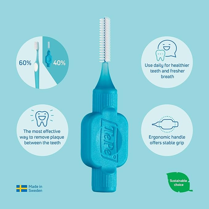 TePe Interdental Brushes Original | Size 5-0.8mm | 1 Pack of 20 Brushes (0.6 mm, Blue)