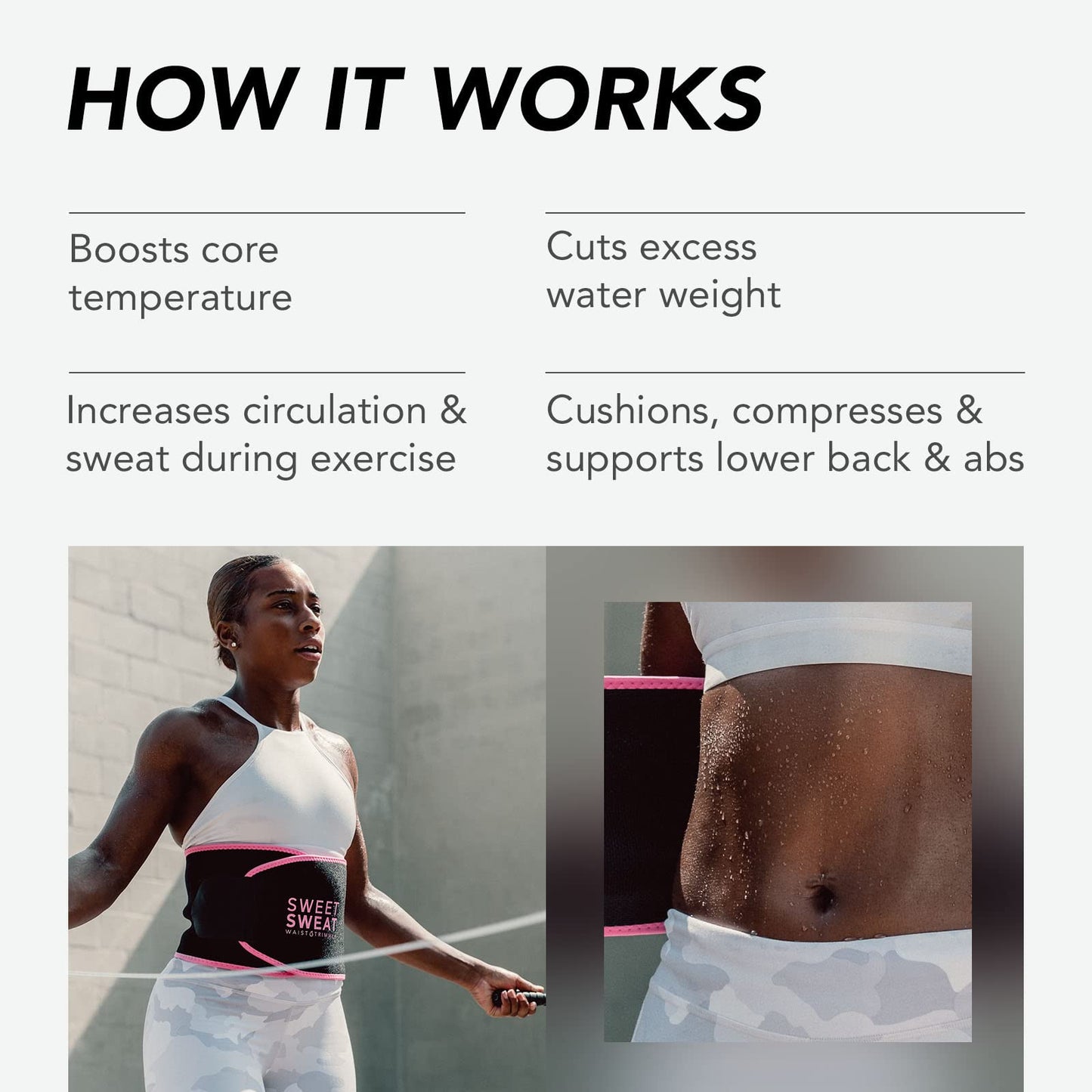 Sports Research Sweet Sweat Waist Trimmer (Core Series) - Premium Sweat Enhancing Fitness Band for Women & Men - Adjustable Fit · Latex-Free Neoprene - Pink Logo, Medium