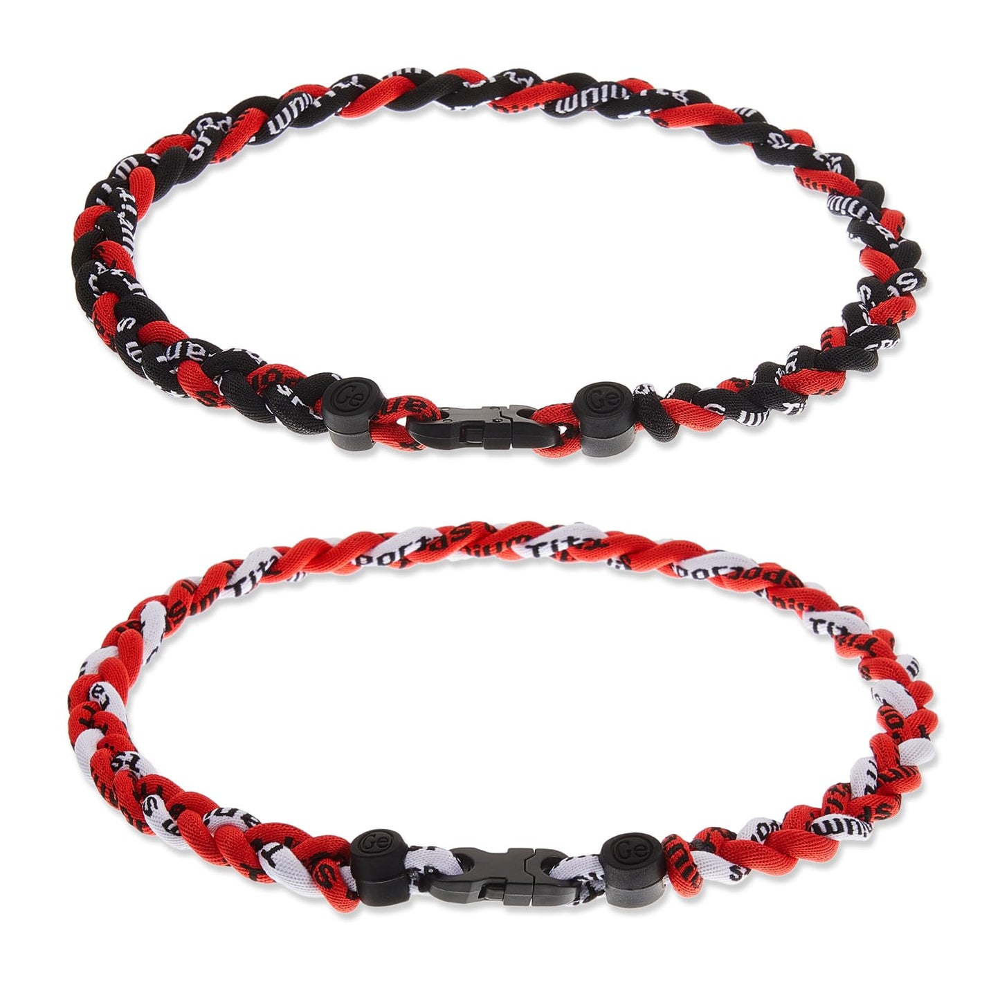 Junkin 2 Pcs Baseball Necklaces Three Braided Rope Titanium Necklace for Team Gifts Boys Men Player Softball Fans Sports (Black,