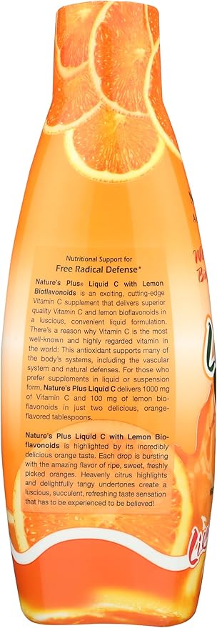 NaturesPlus Liquid Vitamin C - 1000 mg, 30 fl oz - With Lemon Bioflavonoids - Vegetarian, Gluten Free - 30 Servings