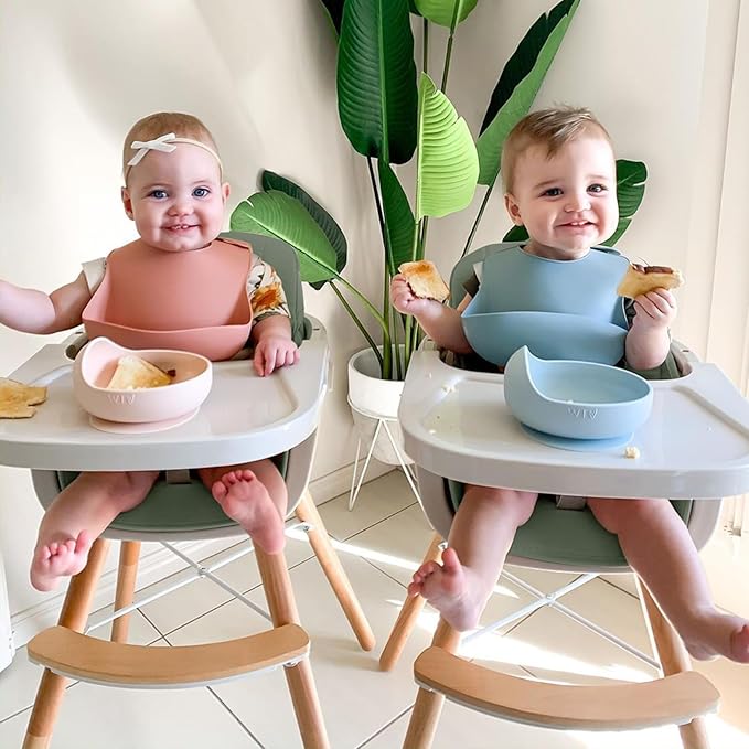 Mallify 3-in-1 Convertible Wooden High Chair, High Chairs for Babies and Toddlers, Baby High Chair with Adjustable Legs & Dishwasher Safe Tray, Made of Sleek Hardwood & Premium Leatherette, Green
