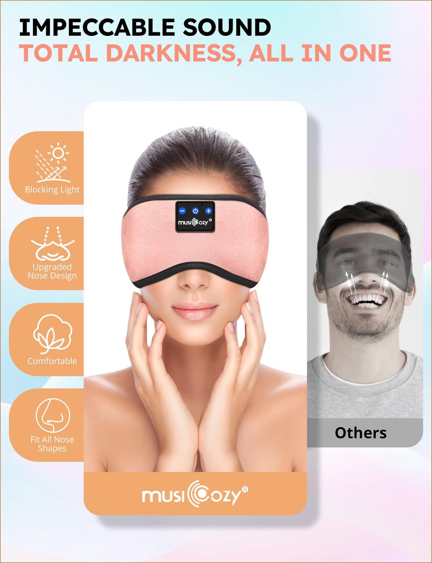 MUSICOZY Sleep Headphones Bluetooth 5.4 Headband Sleeping Eye Mask for Mom Women Men Wireless Music Earbuds Earphones for Side Sleepers Built-in HD Speakers Cool Gadgets Unique Gifts