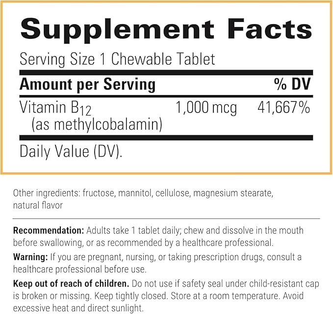 Integrative Therapeutics B-12 Active, Vitamin B12, Supports Nerve Function*, Cherry Flavored, 30 Chewable Tablets - 2 Pack