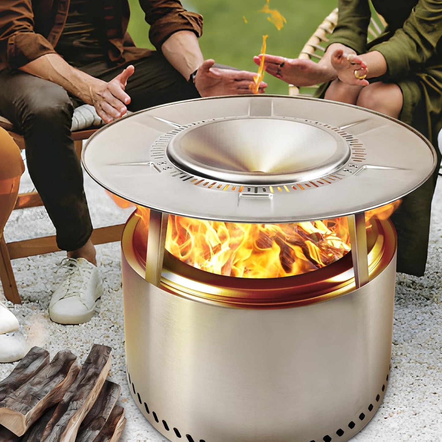 HGD Firepit Heat Deflector for 19.5" Solo Stove Bonfire - Portable 304 Stainless Steel Heat Diffuser Captures & Redirects Warmth, Detachable Firepit Camping Accessory