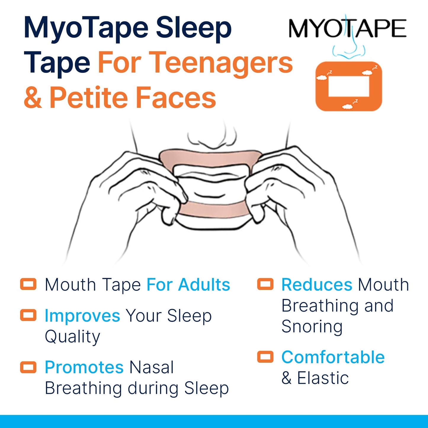 MyoTape - Sleep Tape for Teenagers & Petit Faces - 90 Nights - Reduces Snoring - Improves Sleep - Promote Nasal Breathing - Gentle On Skin