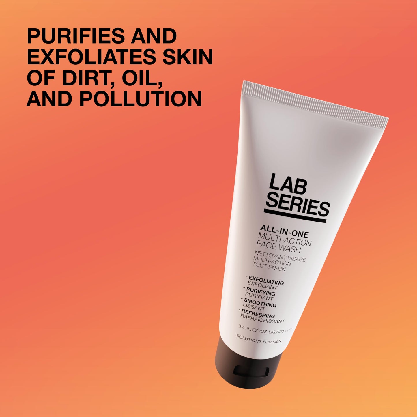 Lab Series All-In-One Multi-Action Exfoliating Face Wash - Men's Face Scrub - Cleanse and Purify Skin - Skin Care for Men, 3.4 F