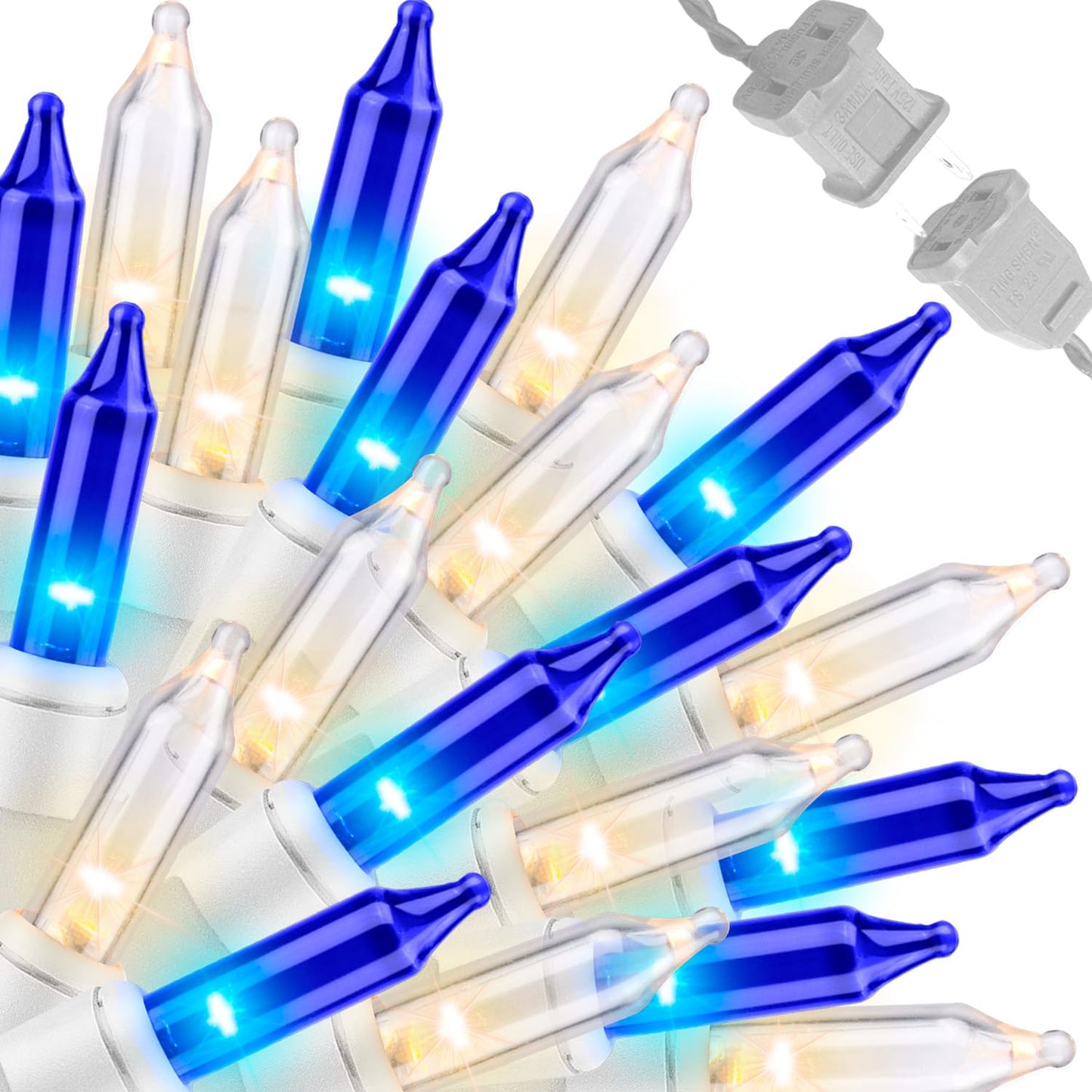 Lamphome Blue Clear Christmas String Lights  100 Ct 20Ft Incandescent Mini Fairy Lights Set  Ul Certified White Wire Lights For Indoor Outdoor Halloween Holiday Home Xmas Tree Patio D?Cor