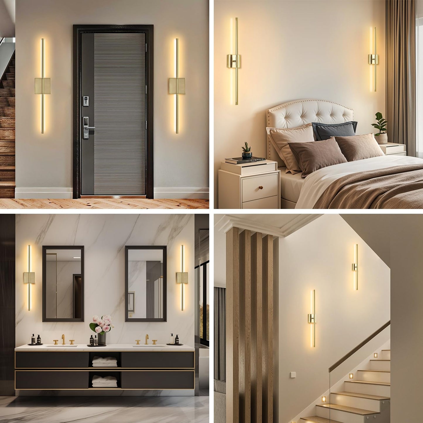Danhh Wall Sconce, Dimmable 3000K-6000K, Rechargeable, 350° Rotate, 1 Pack, Metal, Gold, Model HCP042