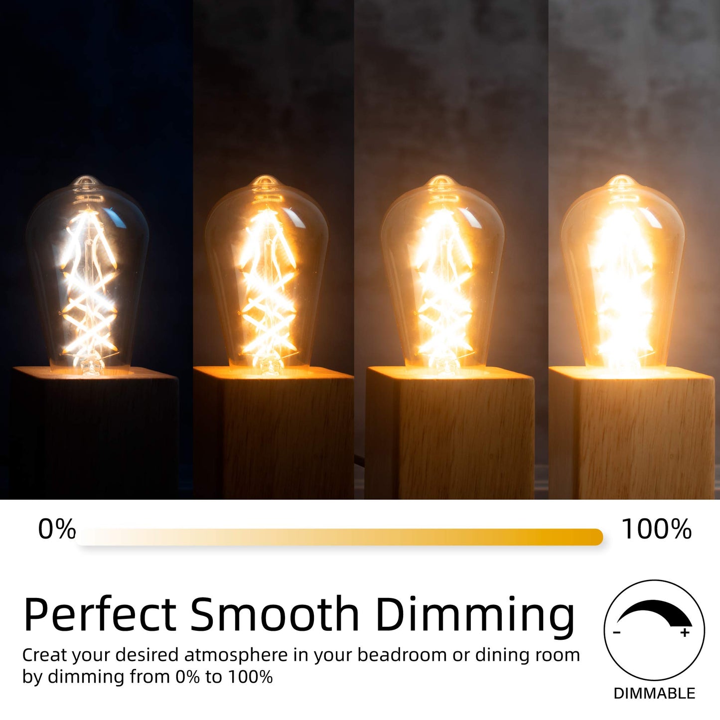 OMED E26 LED Edison Bulb 60W Clear Glass 2700K Warm White Dimmable Pack of 6 Retro Farmhouse Light Bulbs