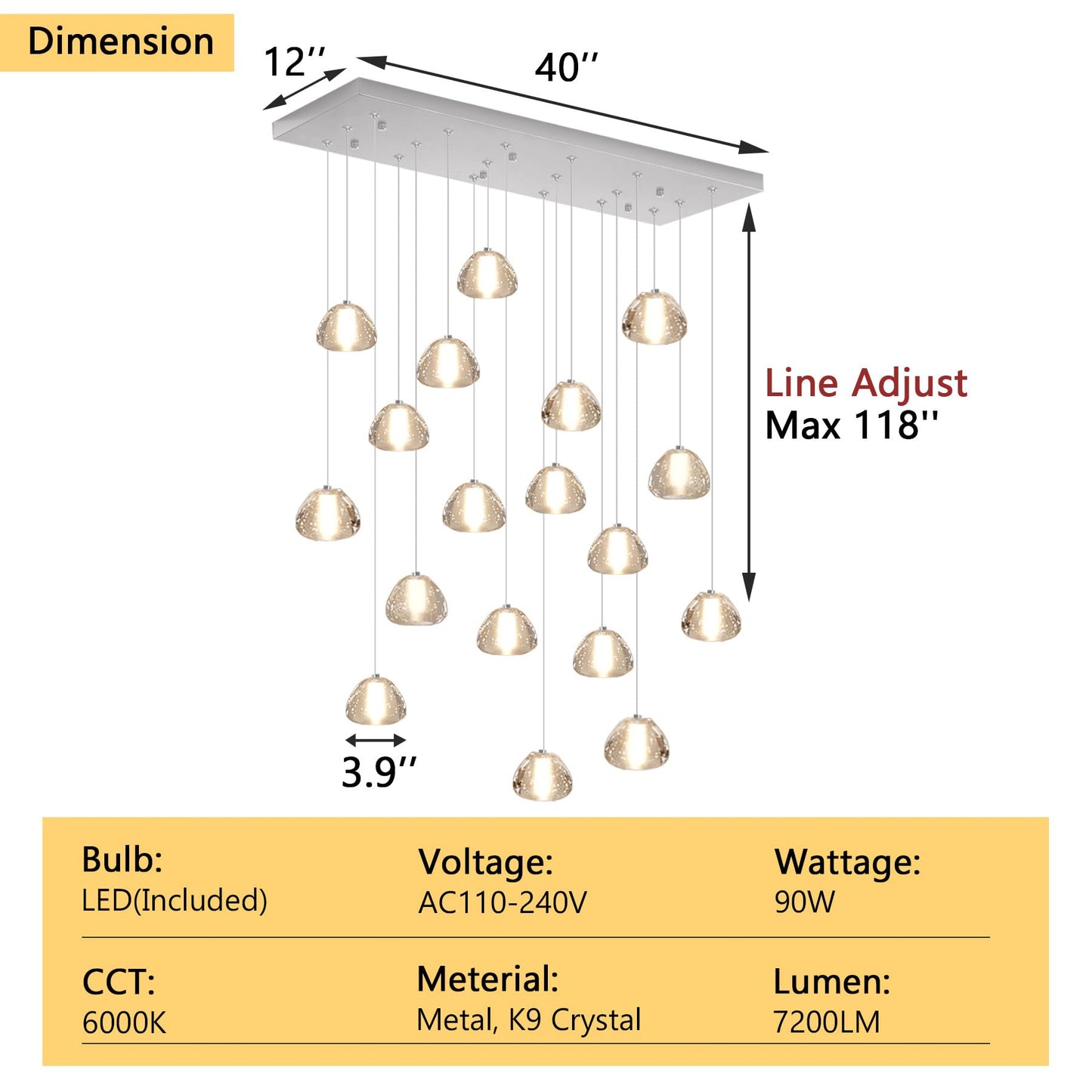 Rectangular Crystal Chandeliers For Living Room Dining Room Light Led Pendant Lights Fixtures Lighting Chandelier For Foyer Entrance Silver
