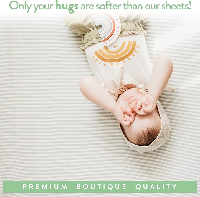 Pack and Play Sheets Fitted – Compatible with 4moms Breeze Plus Playard and Other Large Playpen Mattress – Snuggly Soft 100% Jersey Cotton – 2 Pack Play Yard Sheet Set for Boys & Girls