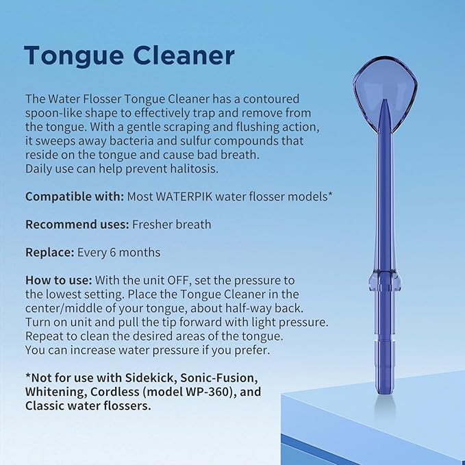 Replacement Heads for Waterpik, Replacement Picks for Water Pik Water Flosser (6 Tongue Cleaner Tips + Storage Case)