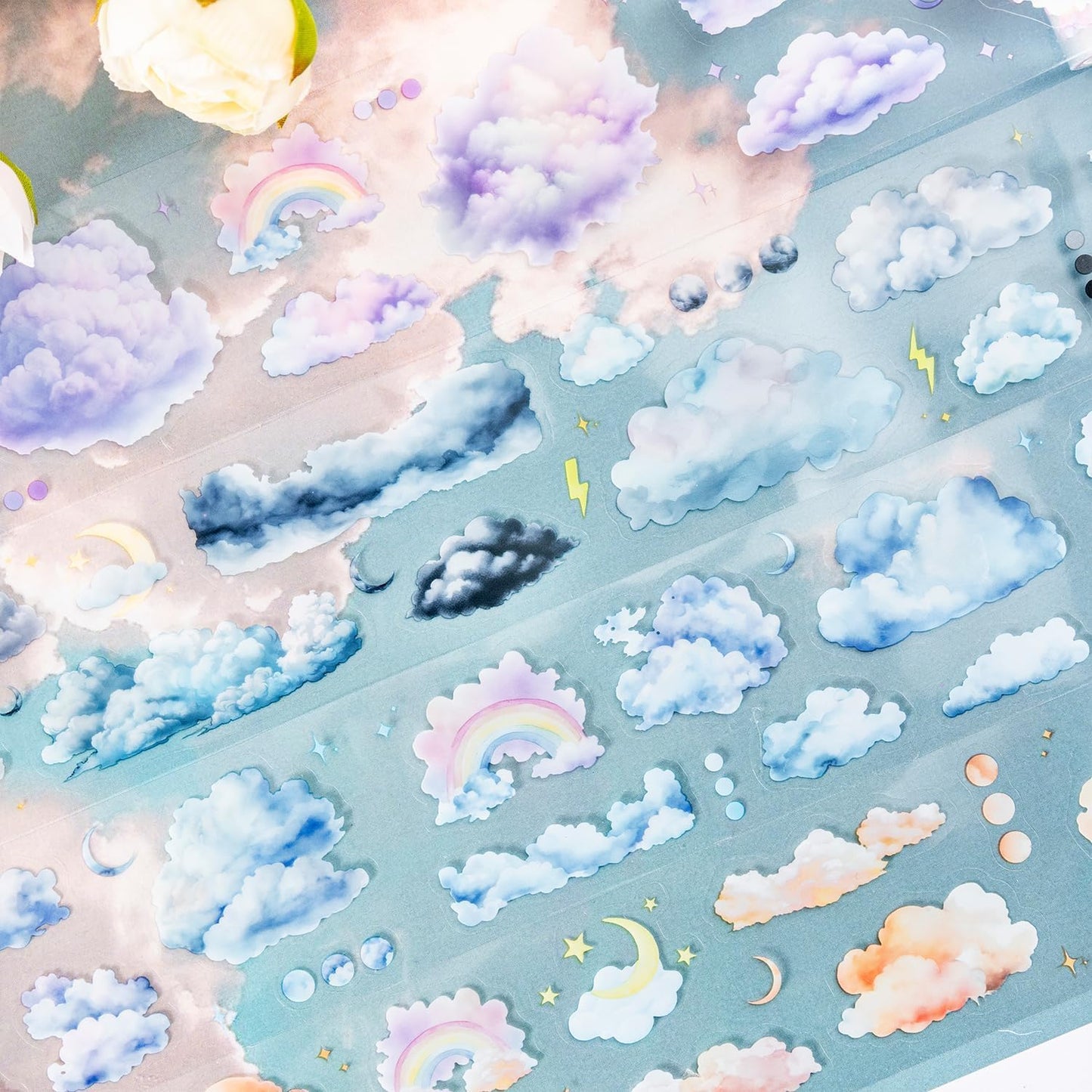 6 Rolls Cloud PET Tape Set,Pre-Cut Sky Ephemera Stickers for Scrapbook Supplies,Journaling,Junk Journal,Scrapbooking,Crafting,DIY Projects, Diaries(Cloud)