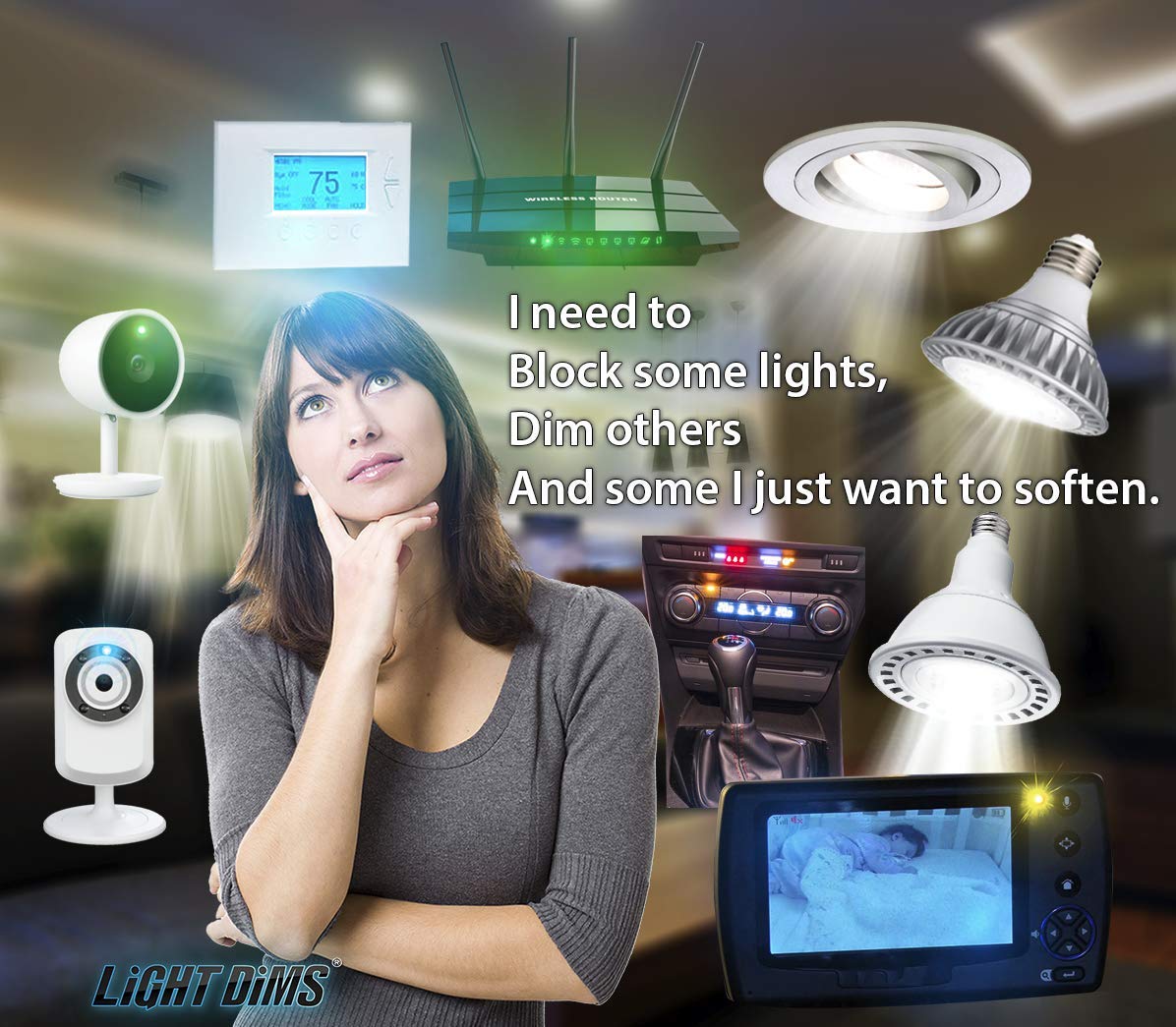 Light Dims Light Blocking Led Covers - Black, 1 Count, Model Ld010, Plastic, Blocks 100% Of Light