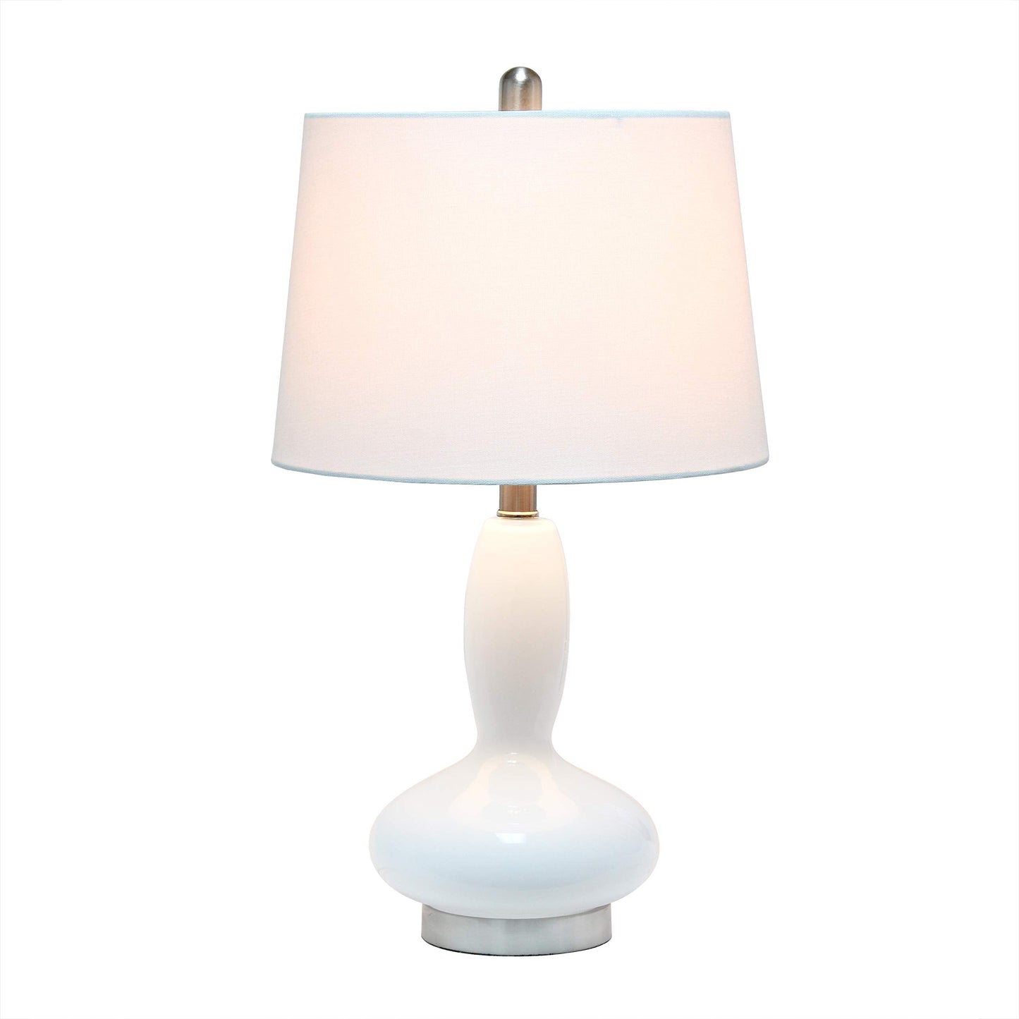 Elegant Designs LT3315-WHT Contemporary Glass Table Lamp, White, Curved Design