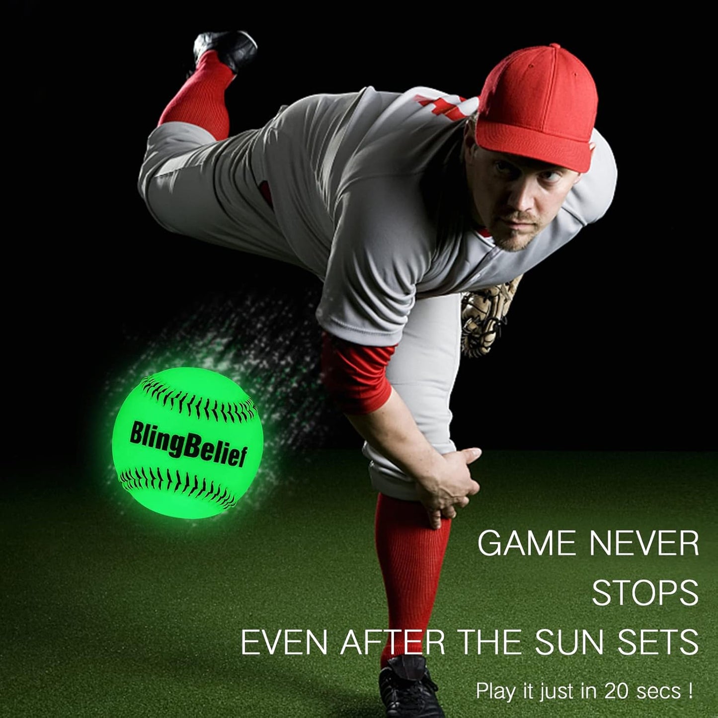 Super Bright Glow in The Dark Baseball,Soccer Ball,Volleyball,Football, Light Up Luminous Baseball, Official Size and Weight Football, Recreational Use Practice Volleyball
