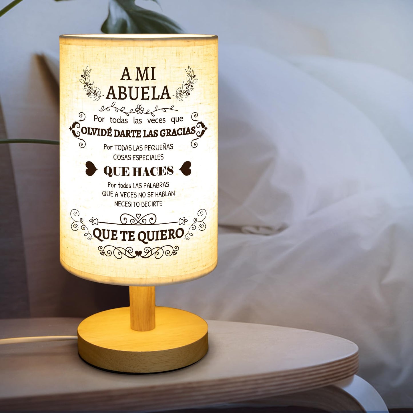 Souhoney Abuela Gifts Grandma Birthday In Spanish  Birthday Christmas Grandmother Gifts In Spanish For Grandma Lamp Mothers Day Fabric Desk Lamp Home Decor