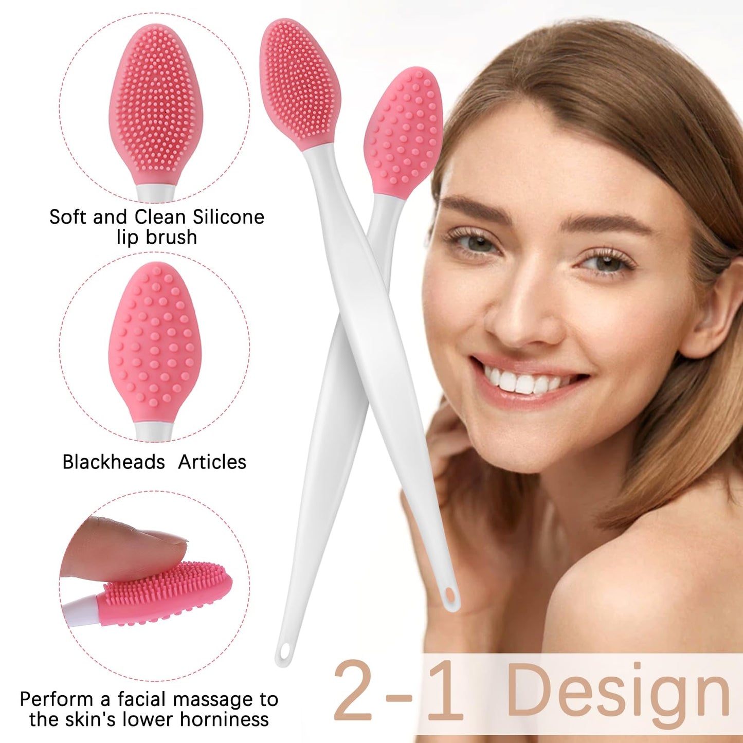 Hpmjz 5 Pcs Lip Scrub Brush Double-Sided Silicone Lip Brush Tool Lip Scrubber Exfoliator for Men Women Lip Lightening Lip Exfoli