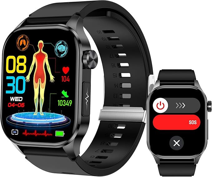 Smart Watch for Men Women, 2.04" AMOLED Color Screen, 24/7 Heart Rate, Blood Oxygen, Blood Pressure, Sleep and Stress Heal...