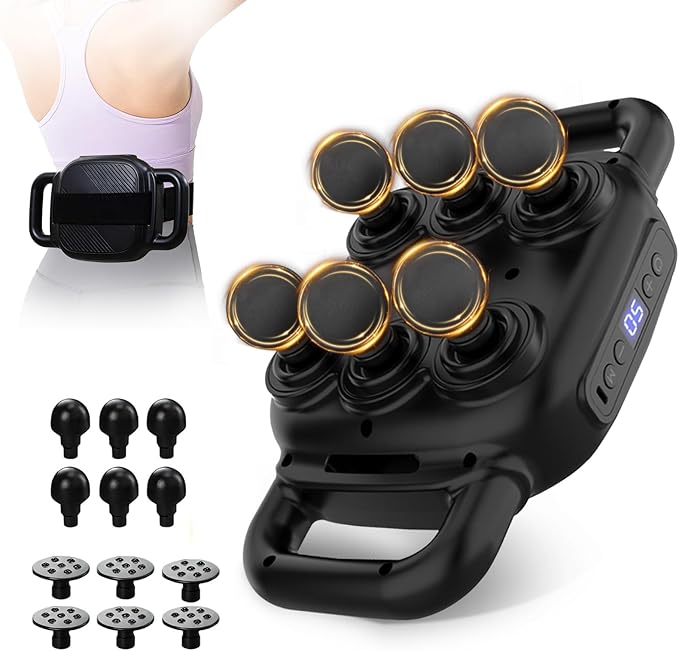 APXPF 6 Head Massage Gun - Deep Tissue Massage Gun with 50 Adjustable Intensities & 9 Modes, Electric Percussion Massage T...