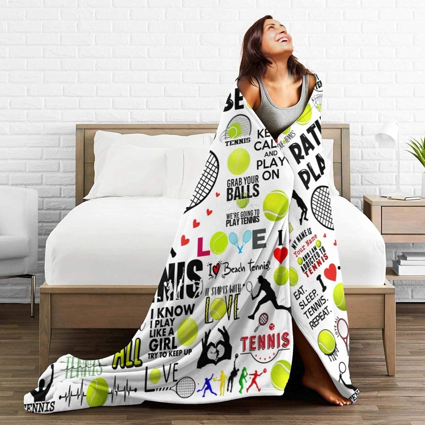 Tennis Blanket Soft Cozy Flannel Throw Blankets Bedding Tennis Lovers Merch Gifts for Boys Girls Women Adults Gifts 60"X50"
