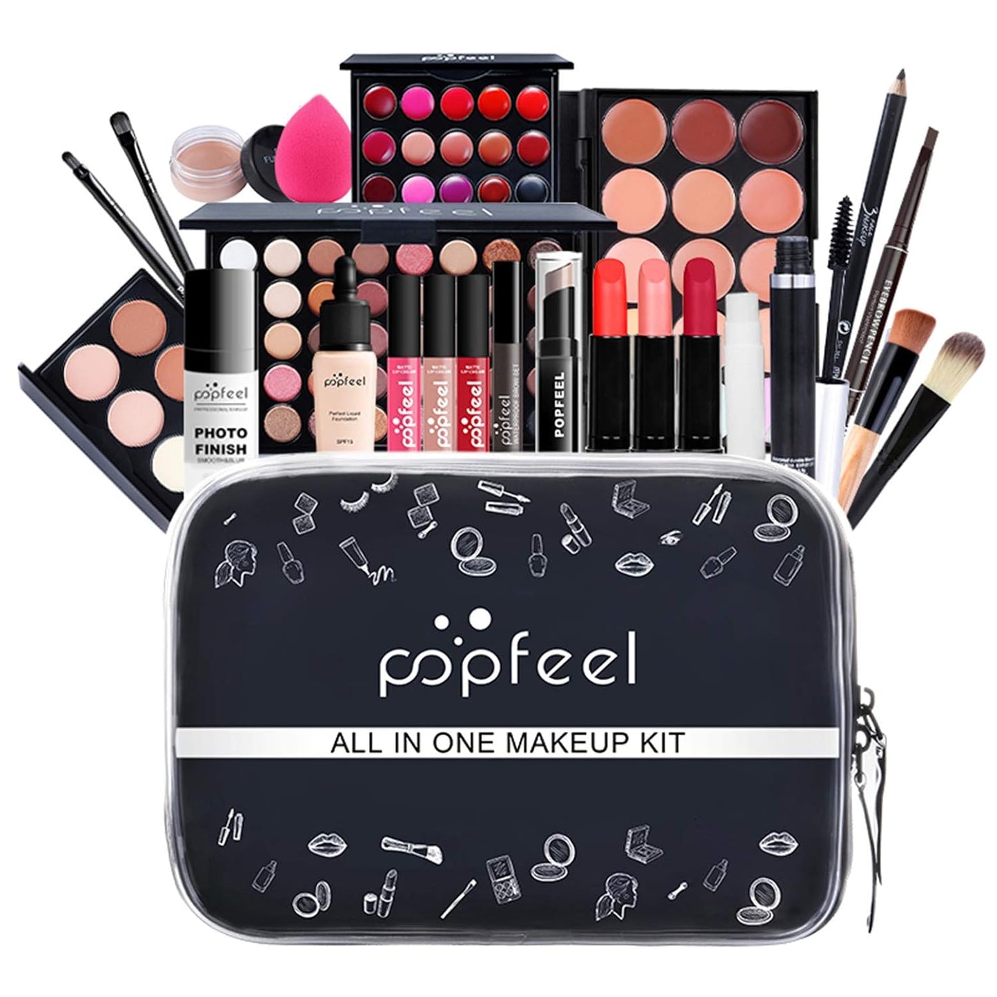 All-in-One Makeup Gift Set Travel Makeup Kit Complete Starter Makeup Bundle Lipgloss Lipstick Concealer Blushes Powder Eyeshadow Palette Cosmetic Palette for Teen Girls & Adults #2