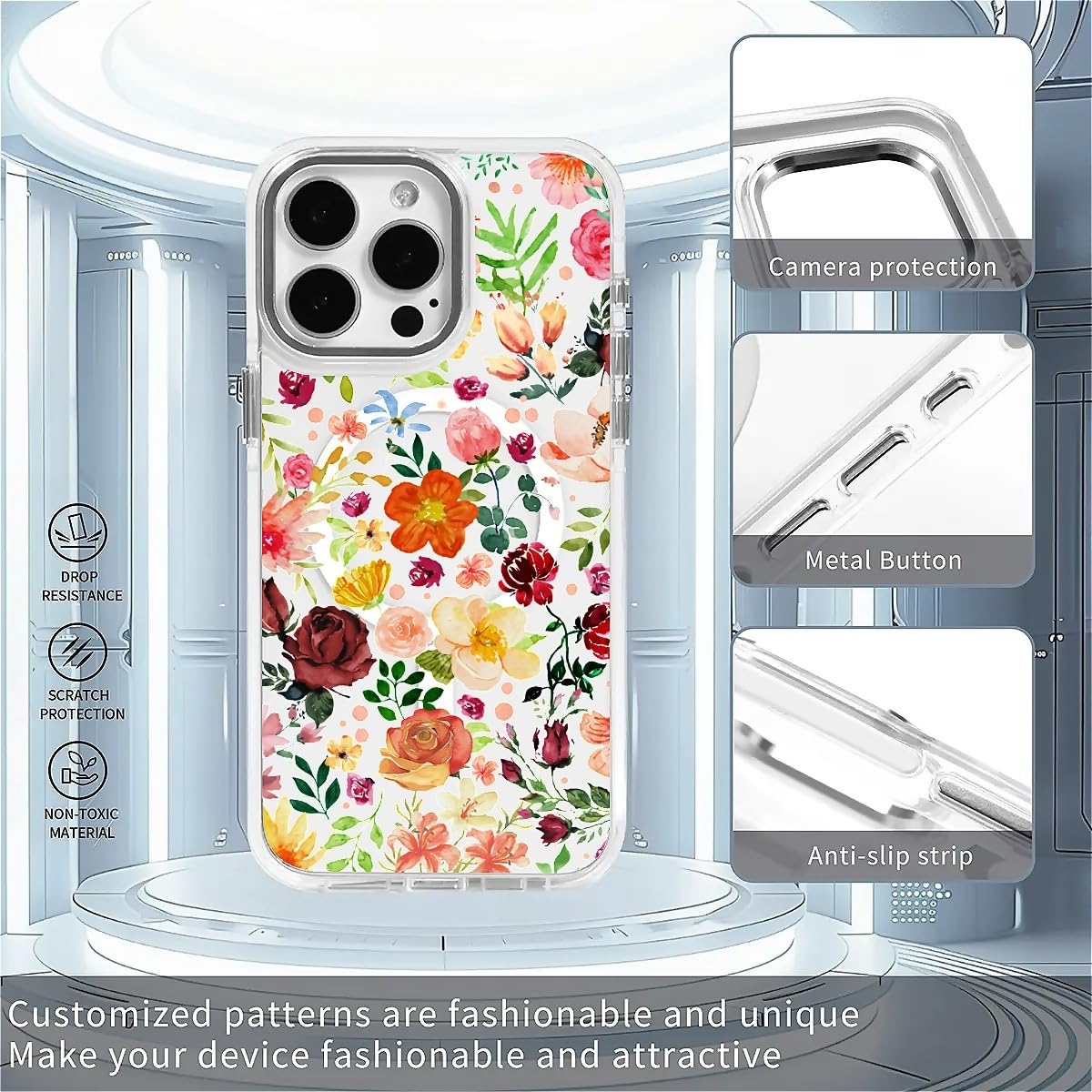 Okbuok For Iphone 14 Pro Max Case [Compatible With Magsafe],Girls Women Clear Magnetic Case Silicone Shockproof Protective Cover