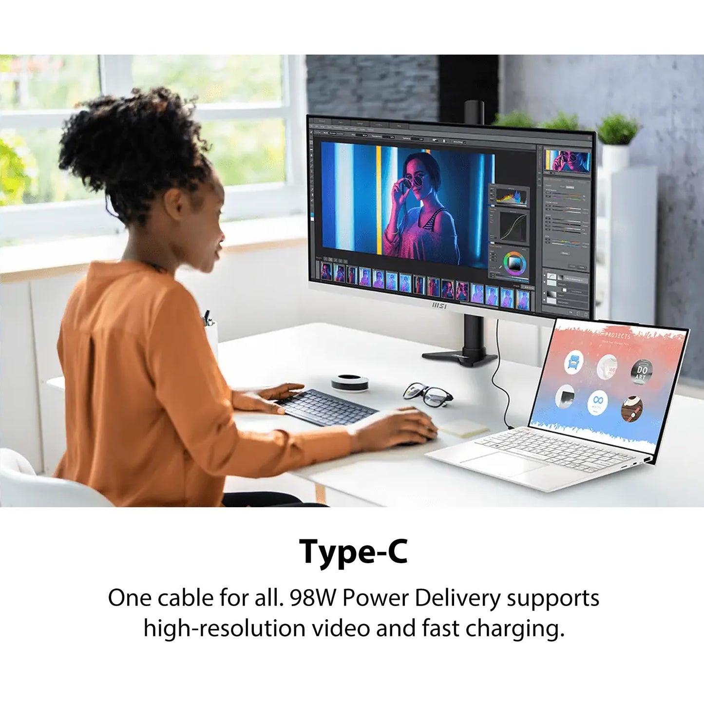 MSI Modern MD272UPHW 27-inch IPS 3840 x 2160 (UHD) Computer Monitor,60 Hz,Adaptive-Synch,Display HDR 400,HDMI,DisplayPort,KVM,VESA Mountable,Height Adjustable,Speaker,White