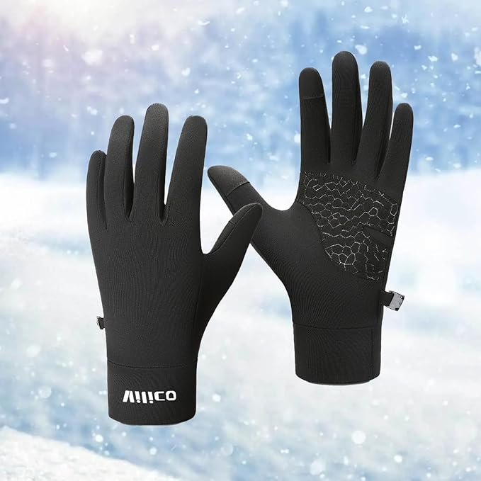 Touchscreen Running Gloves - Lightweight Thermal Anti-Slip Gloves with Portable Buckle for Outdoor Sports and Winter Activ...
