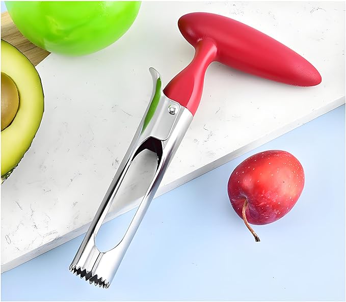 Fruit and Vegetable Corer Pepper Seed Apple Remover Bell Pepper Tomato Corer Tool Stainless Steel Kitchen Gadget (Pepper corer + Apple corer)