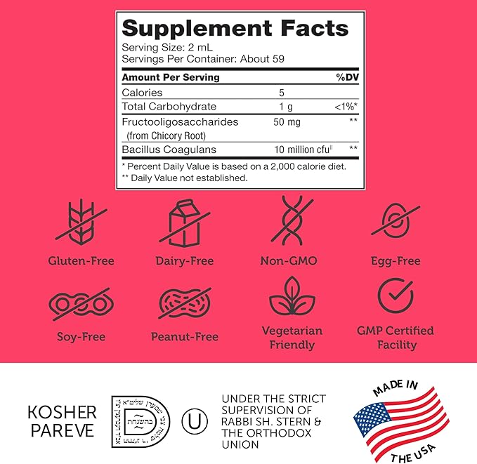 Zahler - Kidophilus Liquid Drops Probiotics for Kids (4 Fl Oz) Certified Kosher Kids Probiotic for Healthy Digestion & Immune Support - Fruit Punch Flavored Children's Probiotic Drops Supplement