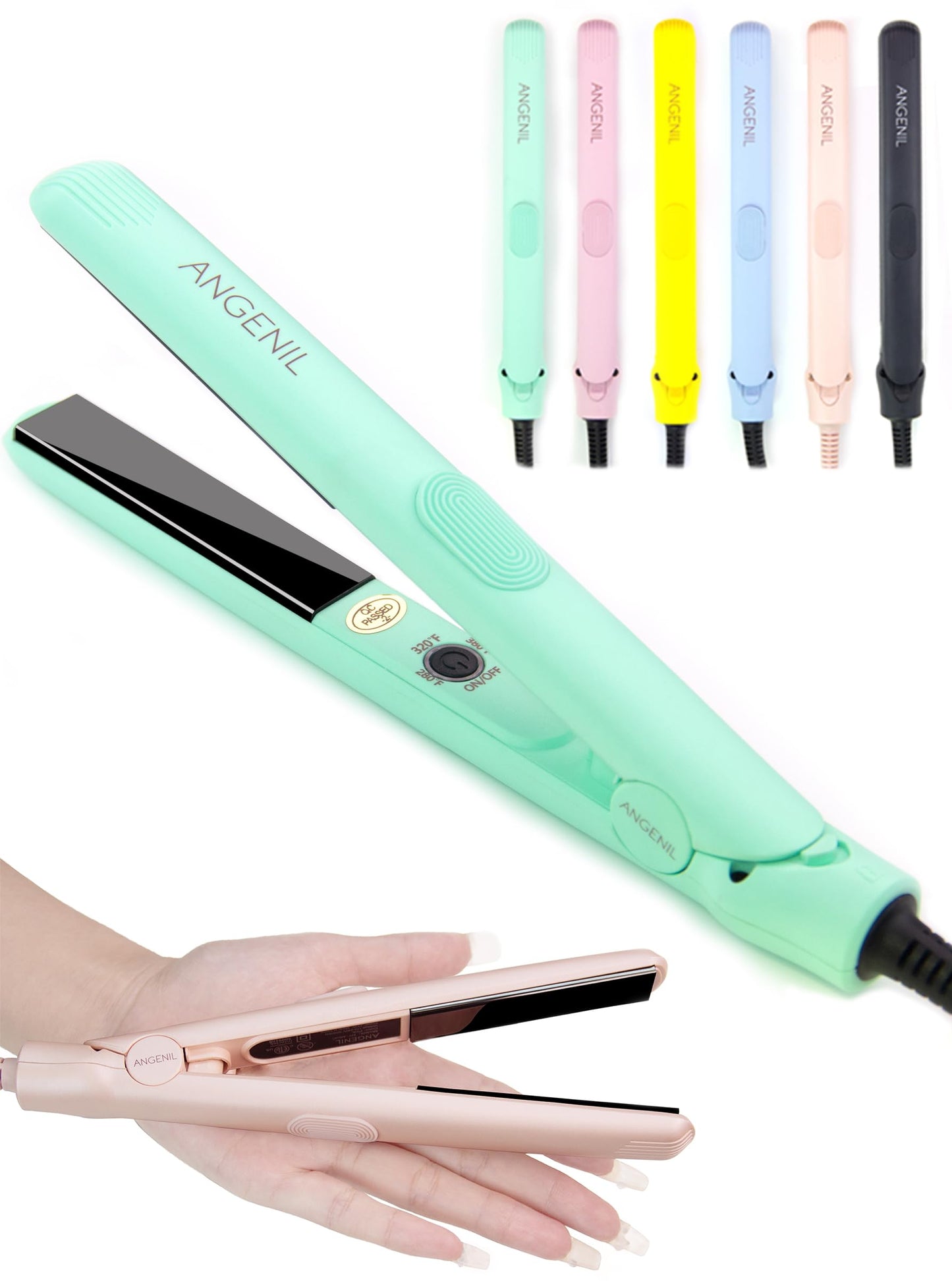 ANGENIL Pro Titanium Flat Iron Hair Straightener and Curler 2 in 1, Dual Voltage - Hair Straightening Ceramic Flat Iron 1-inch (
