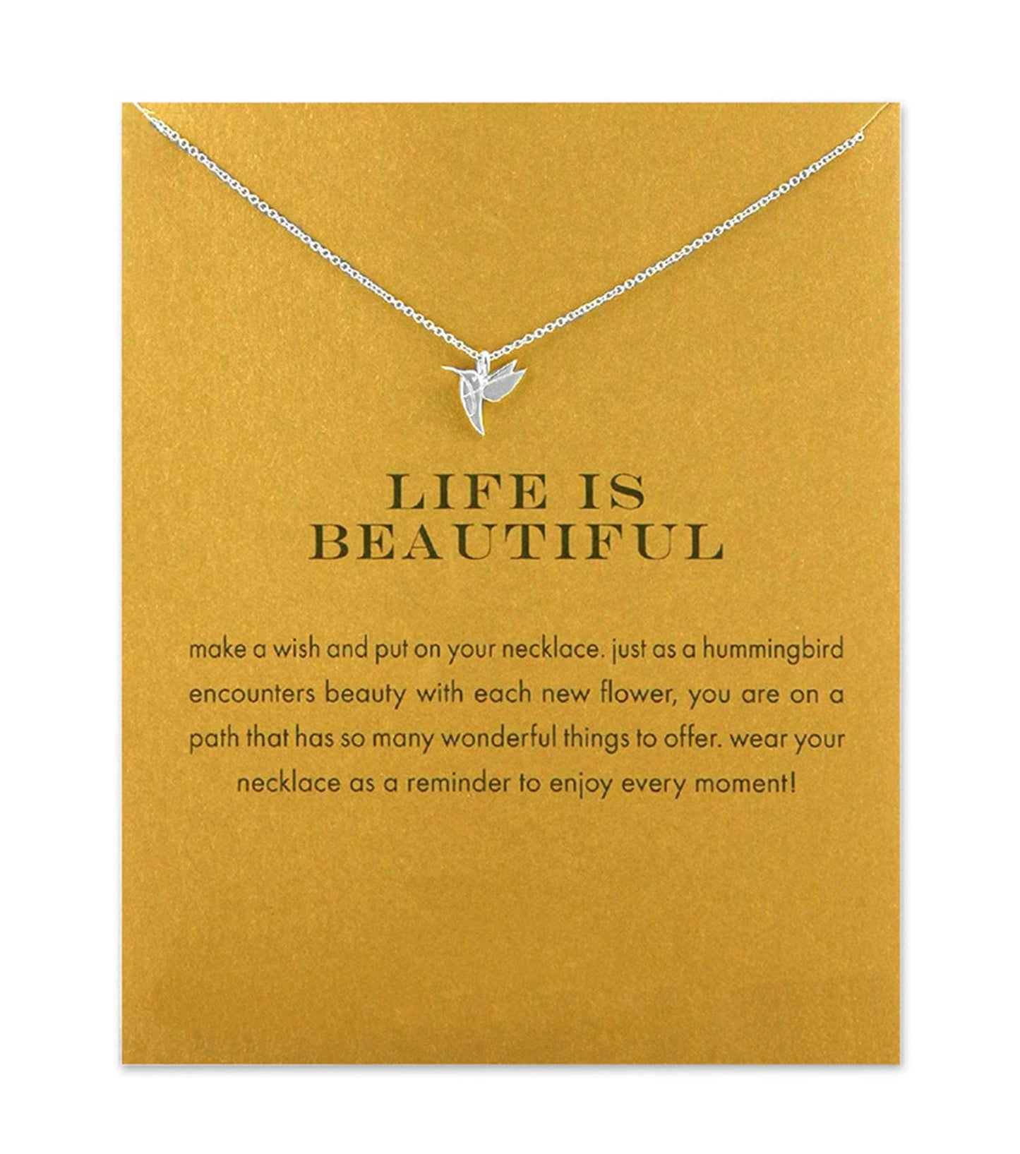 Hundred River Friendship Hummingbird Necklace Hummingbird Pendant Chain Necklace with Message Card Gift Card (hummingbird s)