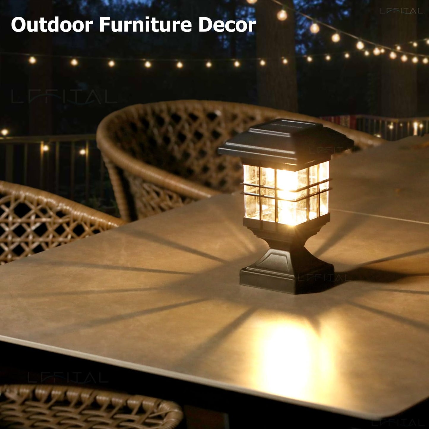 Lffital Solar Post Lights Outdoor Solar Cap Lights Deck Fence Cap For 4X4 5X5 6X6 Posts Patio Garden Courtyard Bright Decoration Fixture Waterproof Warm White Lighting Black (4Pack)
